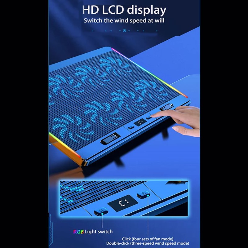 Gadgeton RGB Laptop Cooling Stand with 8 Fans & LED Screen, 2 USB Ports For Laptops up to 17 Gadgeton RGB Laptop Cooling Stand with 8 Fans & LED Screen, 2 USB Ports For Laptops up to 17